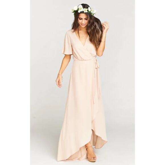 SHOW ME YOUR MUMU Sophia Wrap Dress Dusty Blush Crispy - Picture 2 of 11